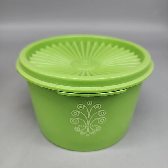 Vintage Tupperware Harvest Yellow & Green 2 Piece Canister Set With Lids - Picture 5 of 7
